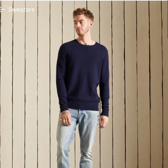 Superdry Lambswool Blend Navy Crew Neck Sweater XL - Picture 1 of 7